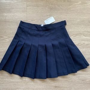 Navy blue plaid skirt